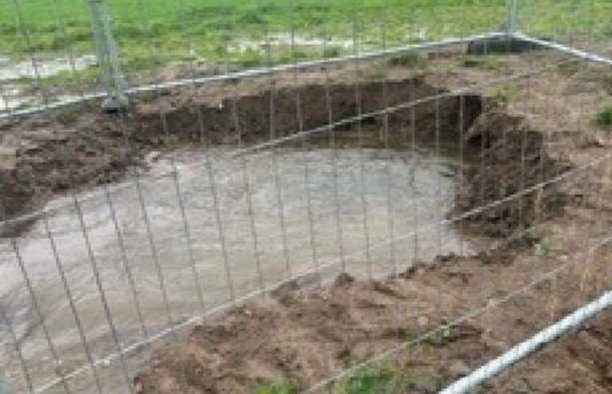 The sinkhole caused by flooding at St Kenneth's RC Primary in Ballingry