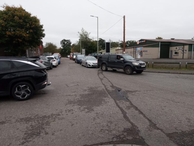 The queue outside the recycling centre in Blairgowrie 