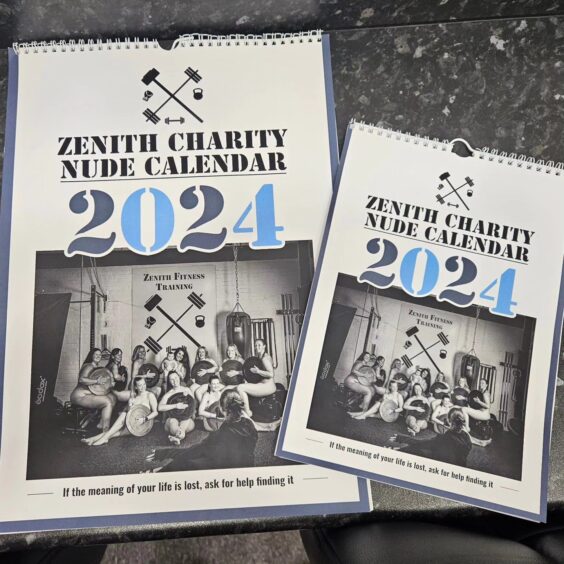 front of Zenith charity nude calendar