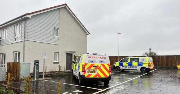 Police Gairbrig Crescent in Guardbridge, Fife on October 20 2023.