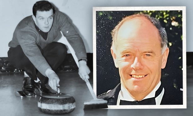 Picture shows Derek Scott playing curling and in later years.