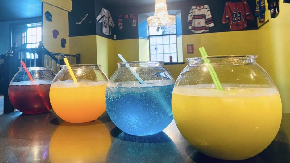 Four fishbowls of drinks in Drunken Monkey.