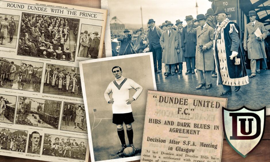 A collage of events relating to, and occurring the same time, as Dundee United's creation.