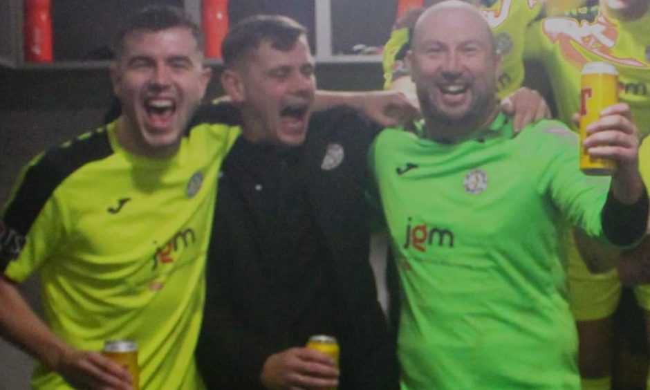 Mark Mitchell enjoying the famous Jeanfield victory over Elgin.