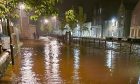Flooding in Alyth on Thursday night during Storm Babet