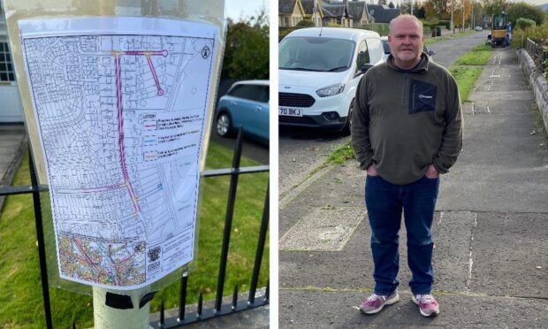 A map outlining the affected area and Justin Blyth, a Muirton Bank resident.