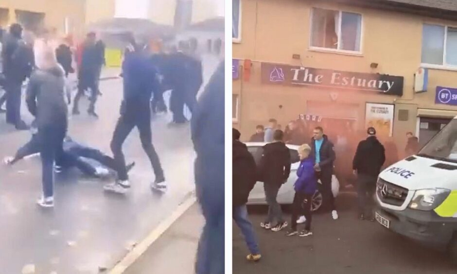 Raith Rovers and Dunfermline Athletic fans fought a running battle on Link Street in Kirkcaldy in October 2023.