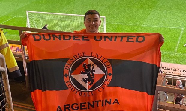 Agustin Mervic shows his colours at Tannadice.