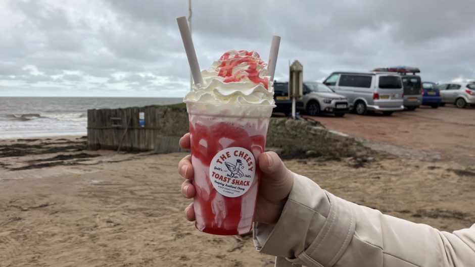 The strawberry milkshake from The Cheesy Toast Shack in St Andrews.