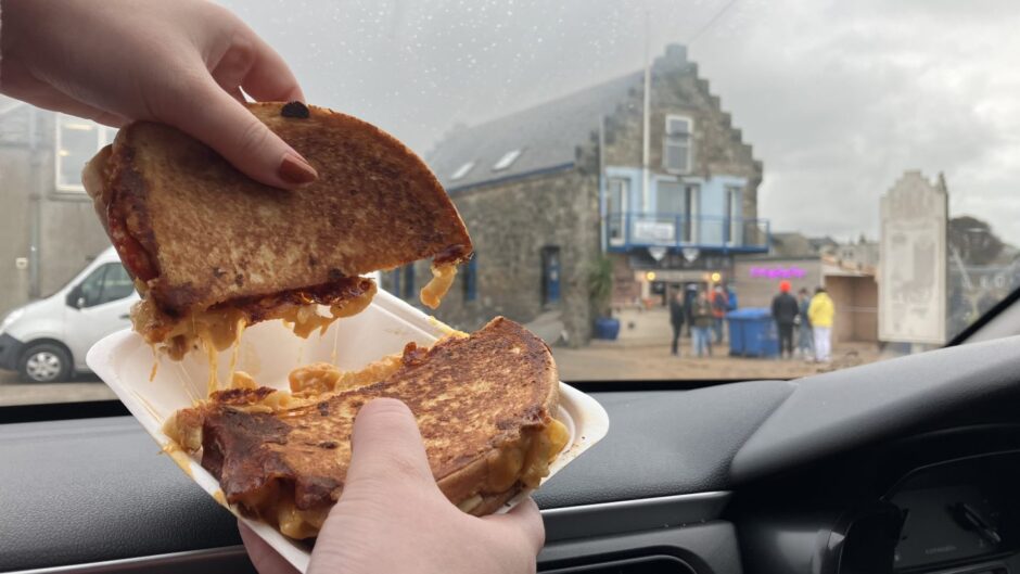 The mac'n'cheese toastie with chorizo from The Cheesy Toast Shack in St Andrews.