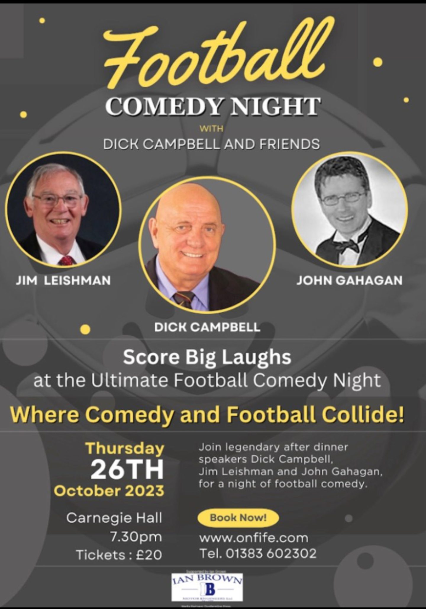 Football comedy night poster.