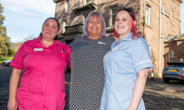 Baerehill manager Celia Findlay (centre) with activities co-ordinator Susan Lobban and care assistant Shania Thomson. Image: Kim Cessford/DC Thomson