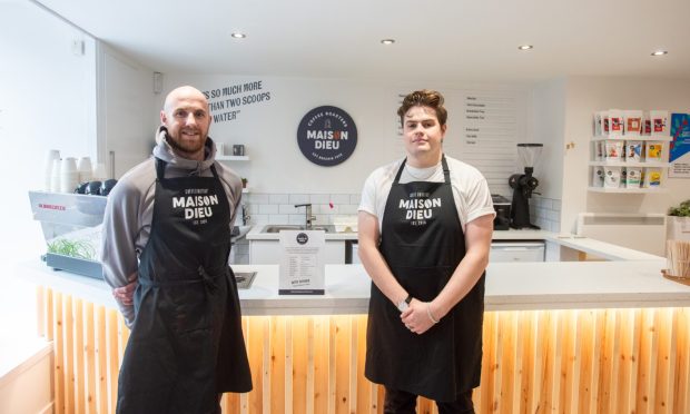 Maison Dieu co-founder Euan Spark and cafe manager Lewis Weston are looking forward to opening. Image: Kim Cessford/DC Thomson.