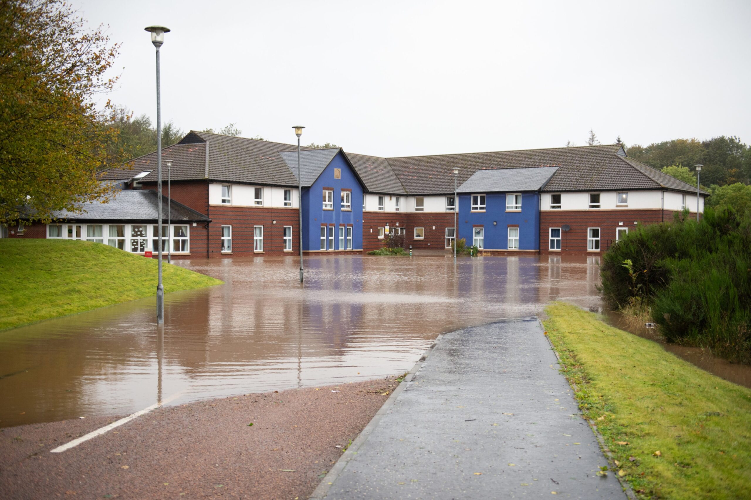 Flooding outside Pitkerro Care Centre, Pitkerro Road, Dundee. 