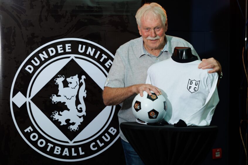 Mogens Berg poses with a replica of the Dundee United kit he wore in the 60s