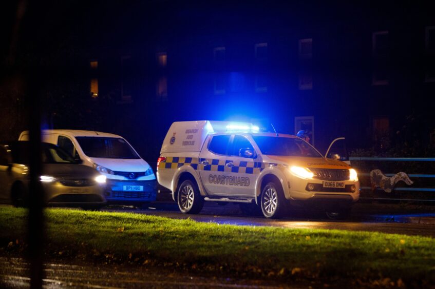 Some of the HM Coastguard vehicles at the scene