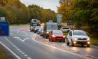 Traffic queues on the A9 during the roadworks near Dunkeld. Image: Kenny Smith/DC Thomson