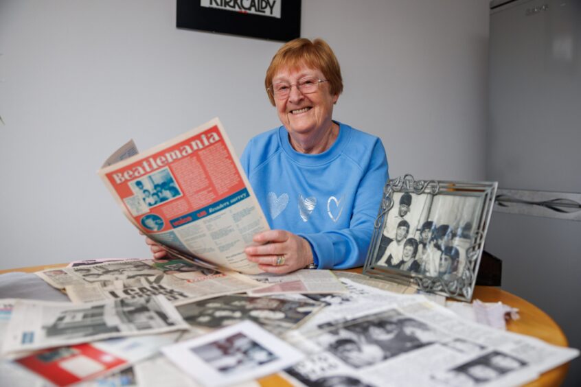 Rita Page at home in Kirkcaldy with some of her Beatles memorabilia.