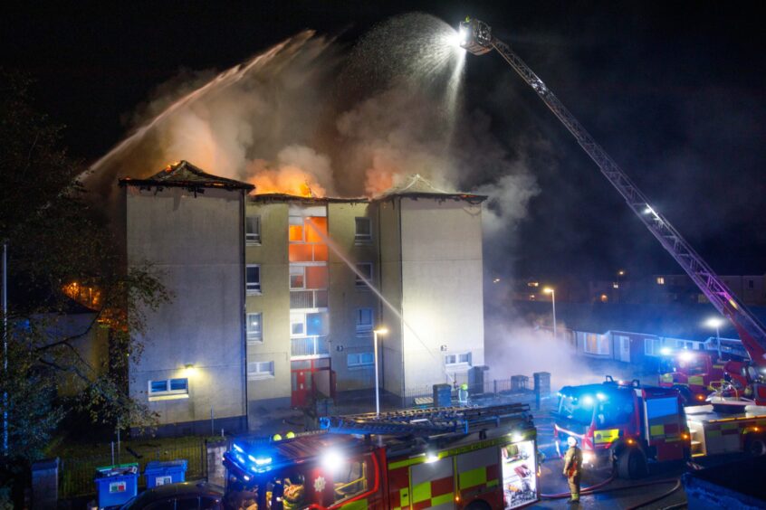Fire crews tackle the fire in Lochgelly. 