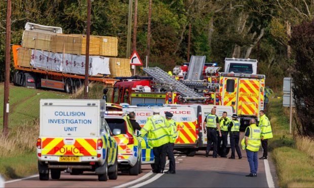 Emergency vehicles at the scene of serious crash in Fife