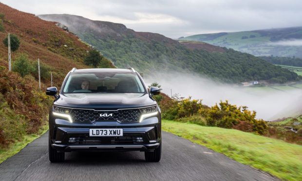 We took the Sorento across Scotland on one of the wettest days of the year. Image: Kia.