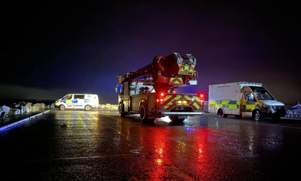 Emergency services at Kinghorn Harbour.  Image: Fife Jammer Locations/Michael Reed.