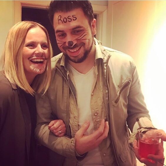 Lindsay Bruce and her husband Nathan dressed as Ross and Rachel from Friends for a fancy dress party.