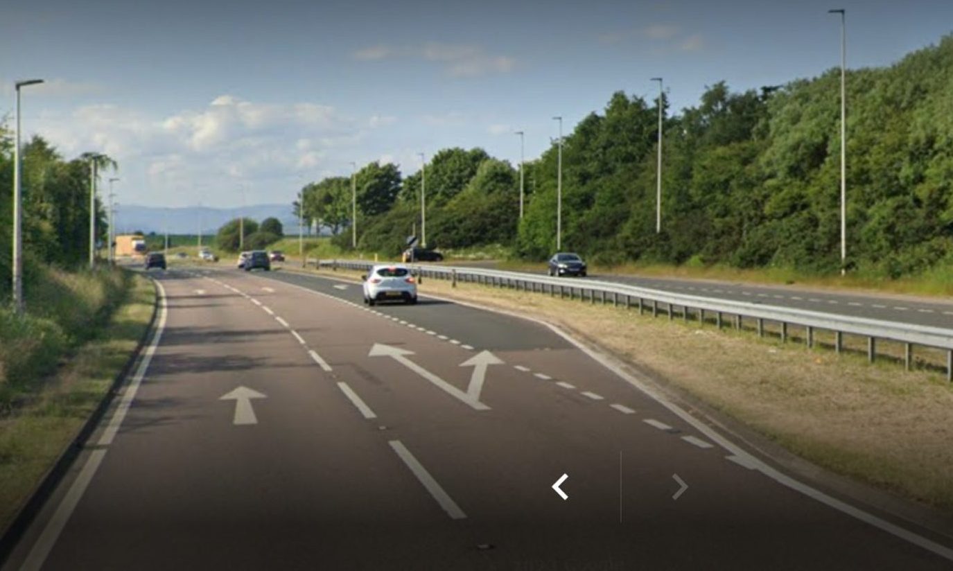 Scotia Homes want to close the right turn exit to Forfar at Lochlands. Image: Google