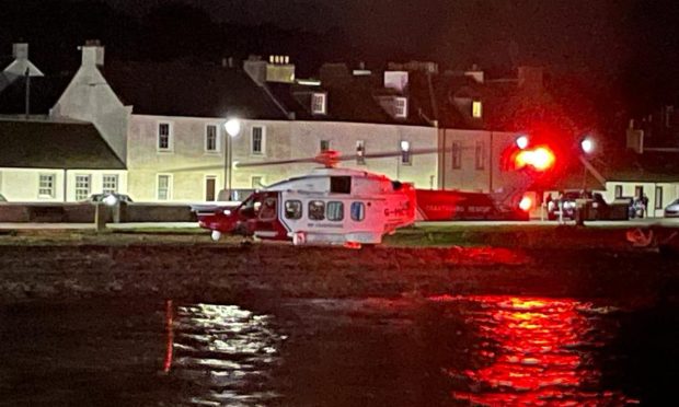 A HM Coastguard Helicopter in Broughty Ferry.