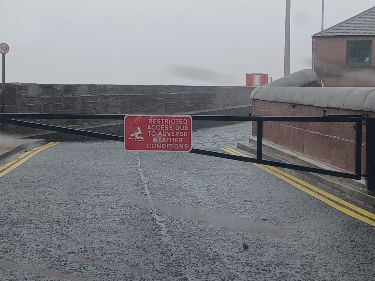 Access to the fish quay in Arbroath, Angus, has been restricted due to Storm Babet. 