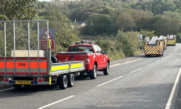 Fire rescue units at the scene of the man's death at a viaduct near Blairhall
