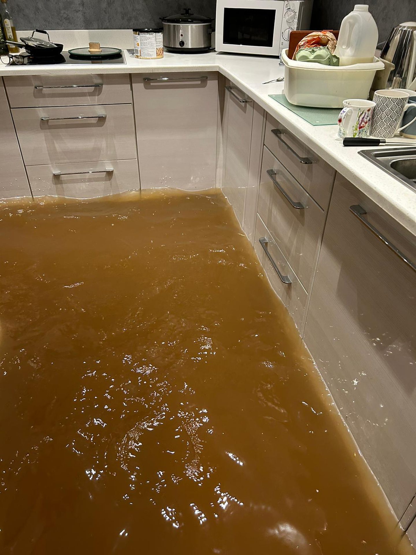 The water level at a flooded Airbnb in pErth 
