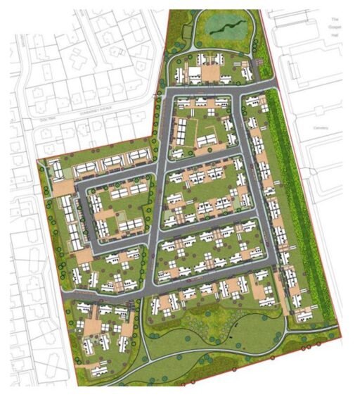 Map showing layout of Bridge of Earn housing.