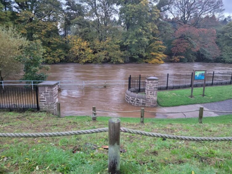 Flooding at Inch Park in Brechin.