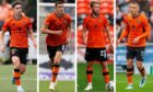Left to right, Dundee United players Chris Mochrie, Ross Graham, Kieran Freeman and Archie Meekison