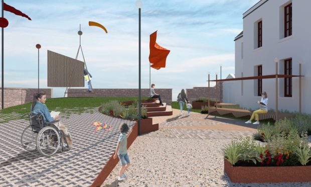 A design impression of how the Signal Tower courtyard will look. Image: Angus Alive