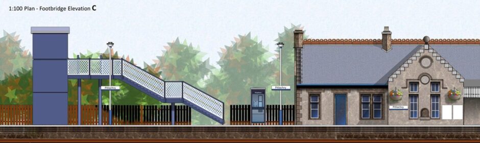 artist impression of Pitlochry Railway Station's planned new bridge