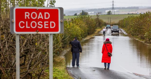The A923 Coupar Angus to Blairgowrie road was closed due to heavy rain earlier this month. Image: Steve MacDougall/DC Thomson