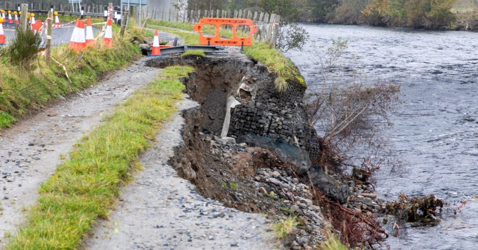 Close-up of damage to Pitlochry A9 slip road