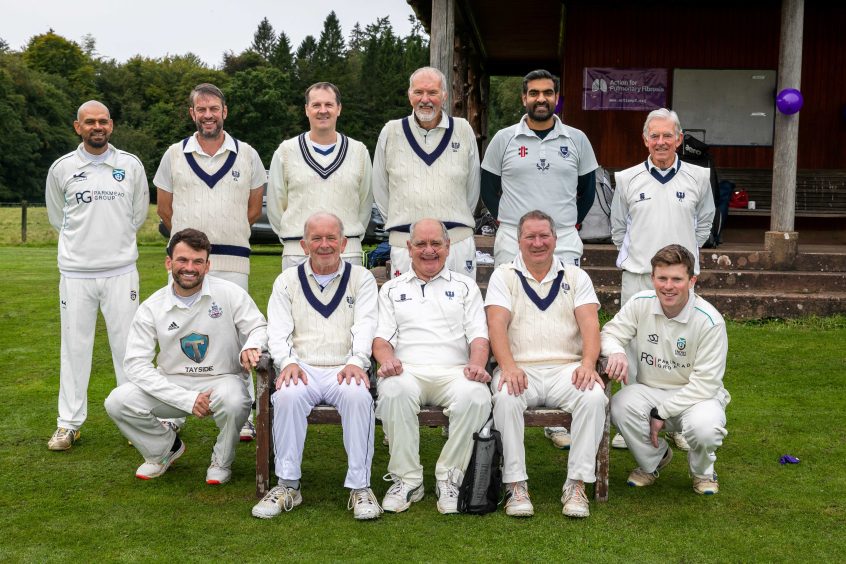 Alec Steele pictured with his team members at his last cricket game of the season on Saturday. 