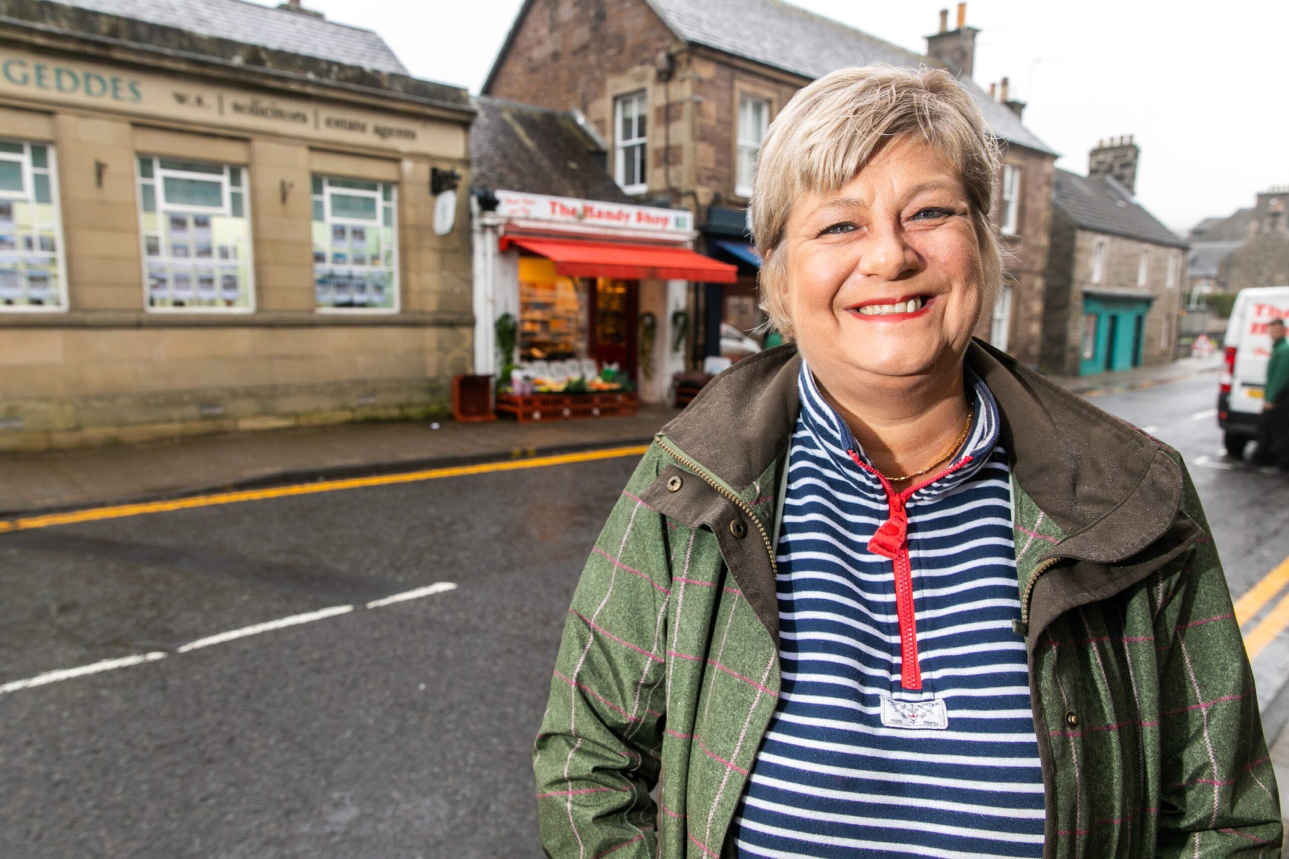 Gillian Brock on Comrie high street