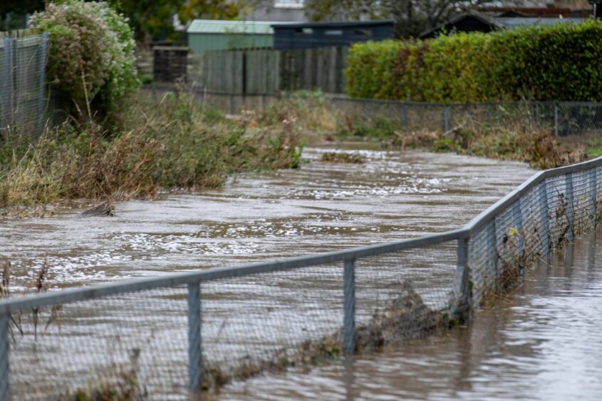Flooding at Kinloss Park in Cupar. 