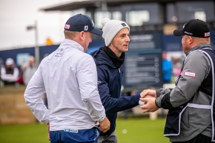 Dunhill Cup celebrities Matthew Goode is introduced at St Andrews