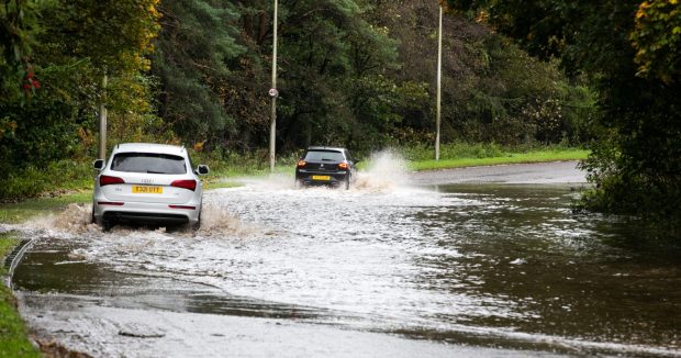 Flooding on the Viewfield Road in Glenrothes on Friday, October 27 2023.