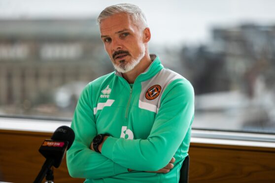Dundee United boss Jim Goodwin spoke to the media at DC Thomson headquarters on Tuesday. Image: Steve Brown/DC Thomson