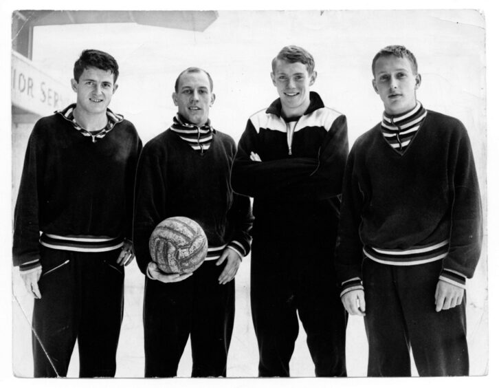 Dundee United singings Finn Dossing, Lennart Wing, Mogens Berg and Orjan Persson, pictured in 1965