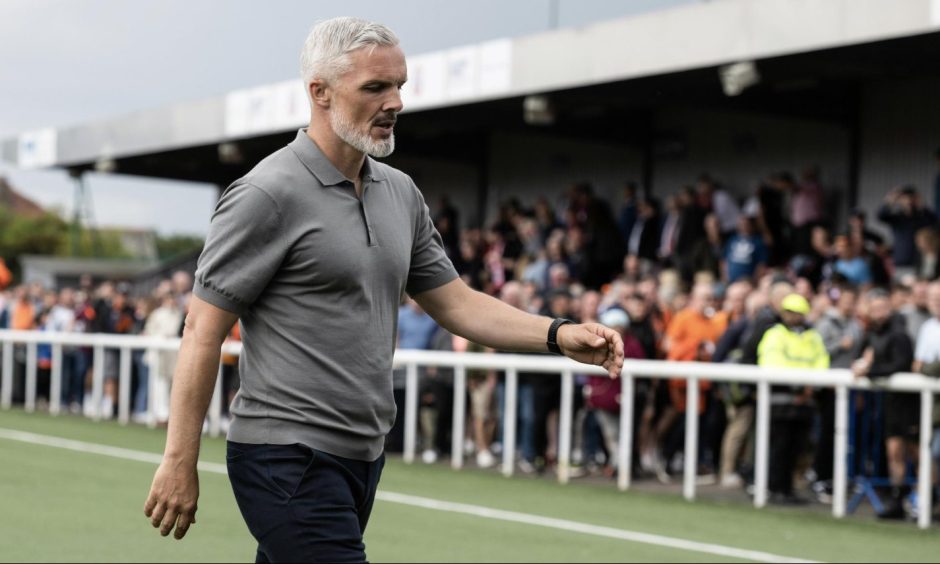 A dejected Dundee United boss Jim Goodwin at full-time at Spartans