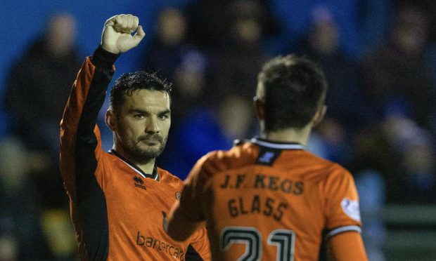 Tony Watt after scoring for Dundee United against Peterhead.