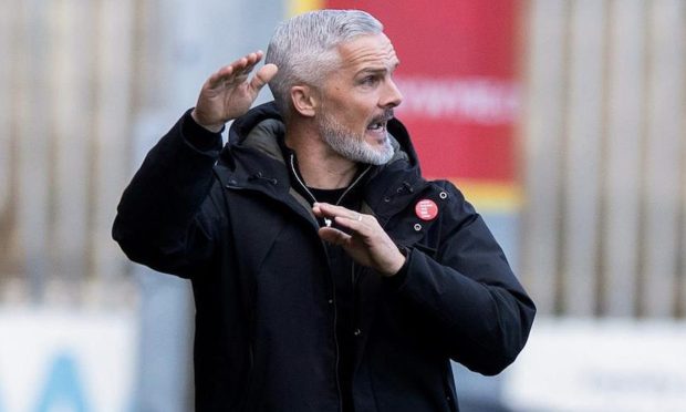 Jim Goodwin on the touchline of Partick Thistle v Dundee United