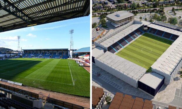 Dundee plan to move from Dens Park to a new stadium at Camperdown Park (artist's impression right).